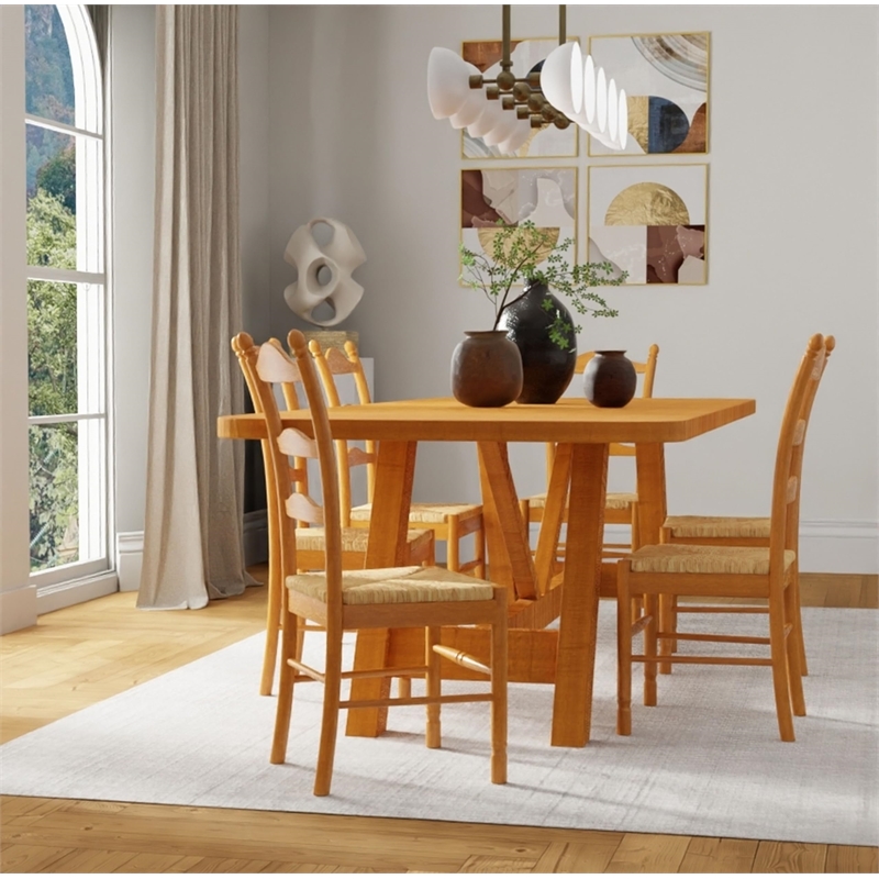 Pemberly Row Modern / Contemporary Wood Chair in English Pine