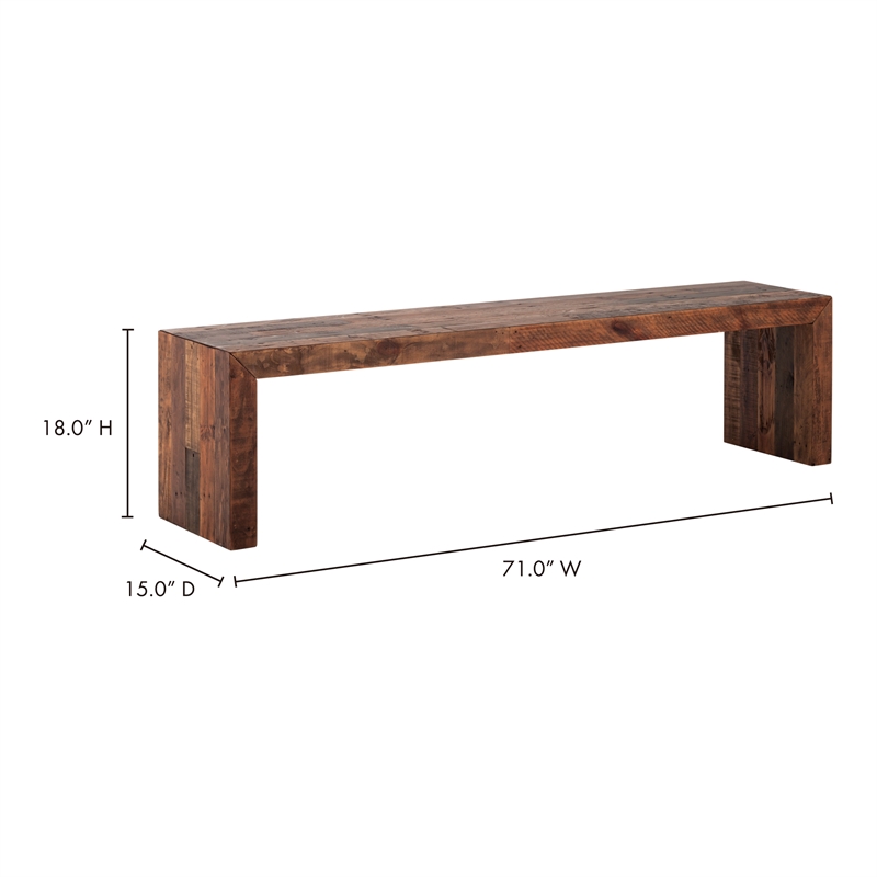 Pemberly Row Modern / Contemporary Wood Large Bench in Brown