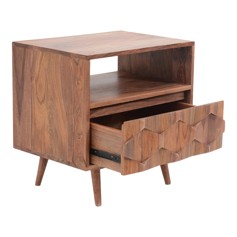 Pemberly Row 1 Drawer Contemporary Wood Nightstand in Natural