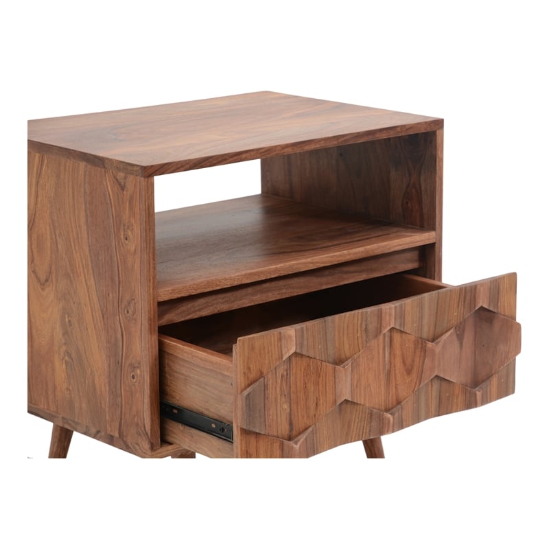 Pemberly Row 1 Drawer Contemporary Wood Nightstand in Natural