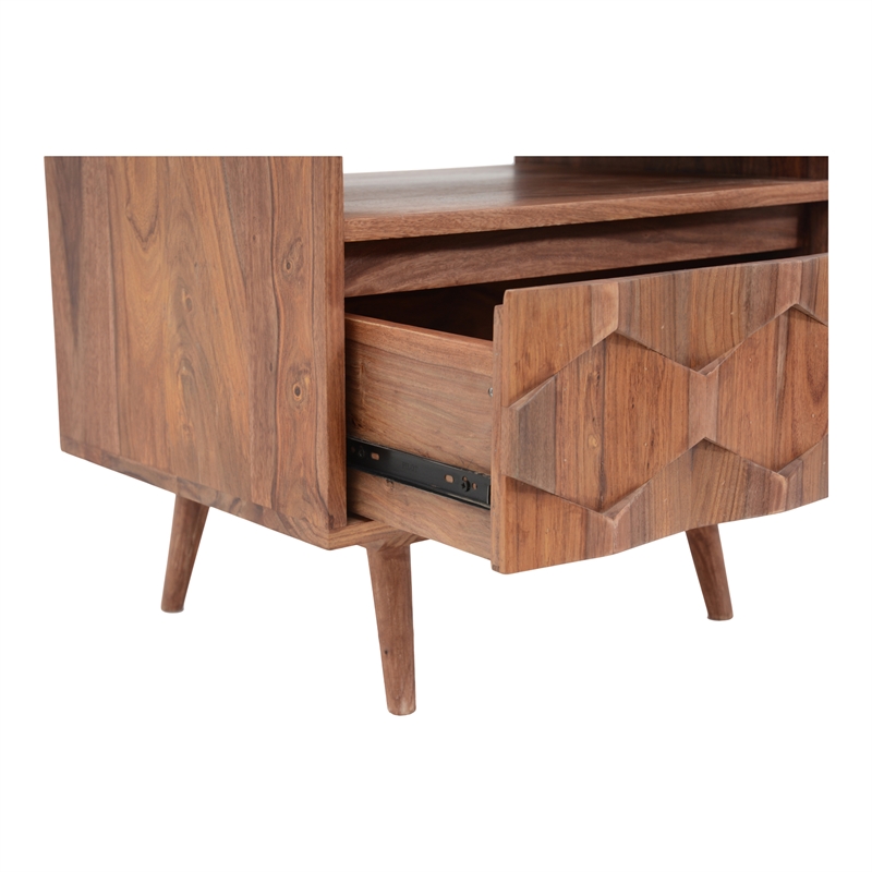 Pemberly Row 1 Drawer Contemporary Wood Nightstand in Natural