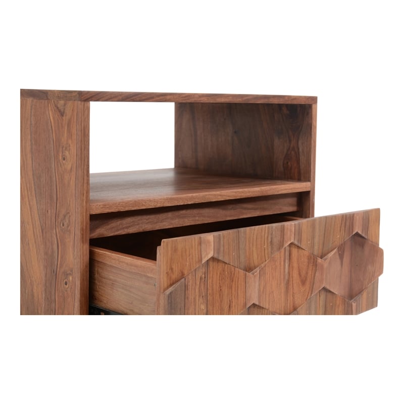 Pemberly Row 1 Drawer Contemporary Wood Nightstand in Natural