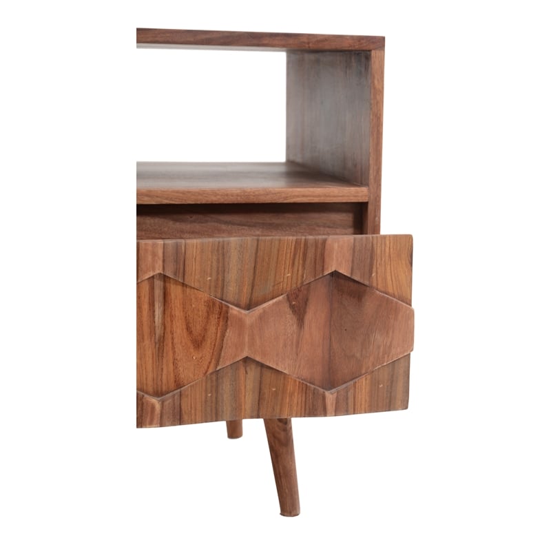 Pemberly Row 1 Drawer Contemporary Wood Nightstand in Natural