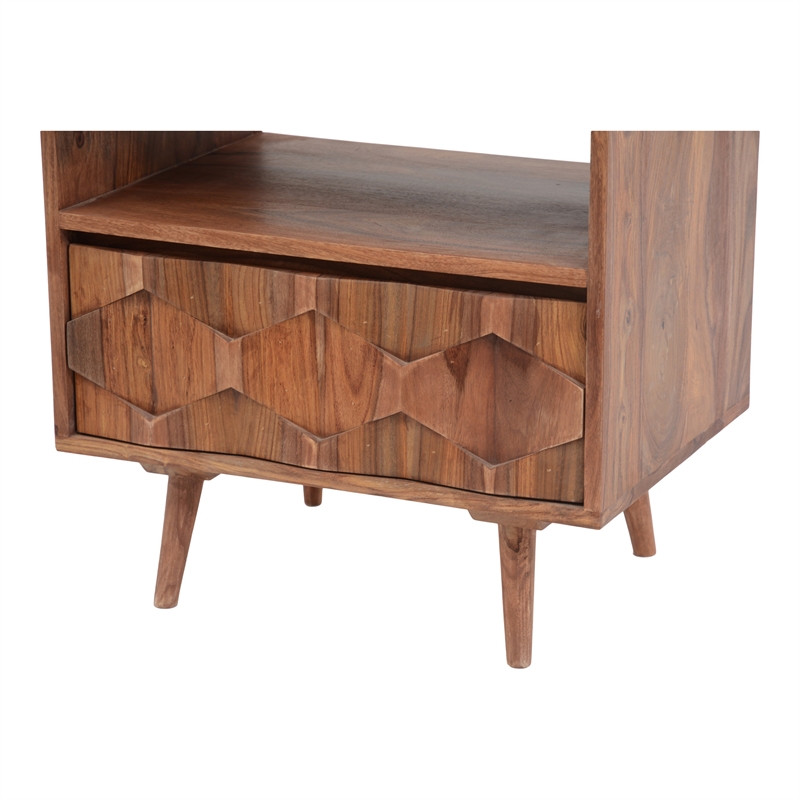 Pemberly Row 1 Drawer Contemporary Wood Nightstand in Natural