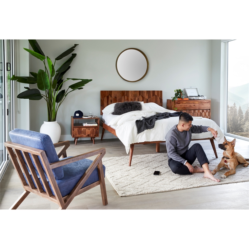 Pemberly Row 1 Drawer Contemporary Wood Nightstand in Natural