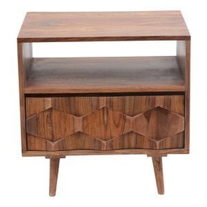 Pemberly Row 1 Drawer Contemporary Wood Nightstand in Natural