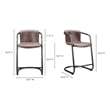 Pemberly Row Modern Counter Stool Grazed Brown Leather-Set Of Two