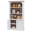 Pemberly Row 3 Shelves Rustic Wood Bookcase With Doors Storage Cabinet White
