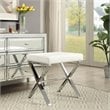 Pemberly Row Modern / Contemporary Vanity Bench White/Chrome