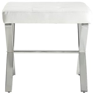 Pemberly Row Modern / Contemporary Vanity Bench White/Chrome