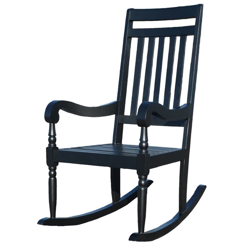 Pemberly Row Modern / Contemporary Wood Slat Rocker in Black