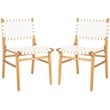 Pemberly Row Modern Leather Dining Side Chair in White (Set of 2)
