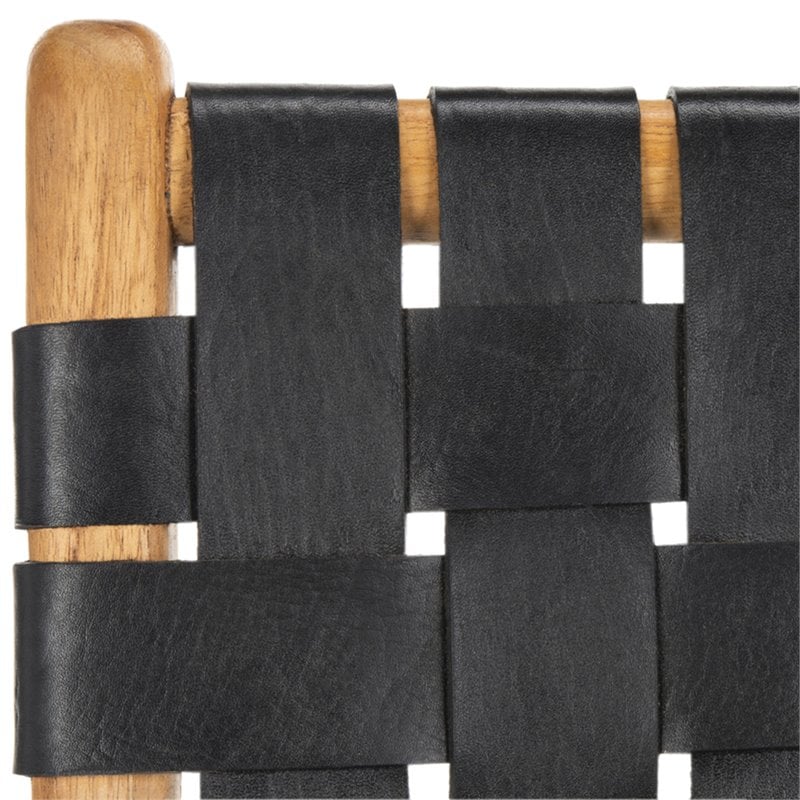 Pemberly Row Modern Leather Dining Side Chair in Black (Set of 2)