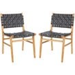 Pemberly Row Modern Leather Dining Side Chair in Black (Set of 2)