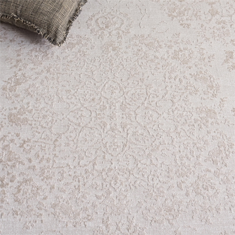 Pemberly Row Modern / Contemporary 8' x 10' Rug in Cream and Ivory