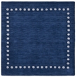 Pemberly Row 5' Square Hand Loomed Wool Rug in Navy and Ivory