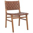 Pemberly Row Leather Dining Side Chair in Gray Beige/Sage (Set of 2)