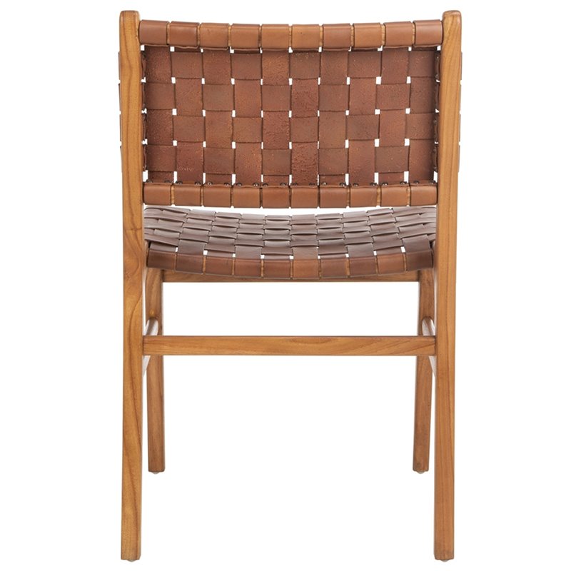 Pemberly Row Leather Dining Side Chair in Gray Beige/Sage (Set of 2)