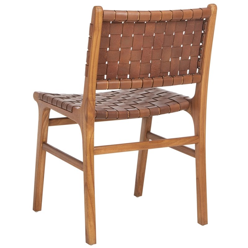 Pemberly Row Leather Dining Side Chair in Gray Beige/Sage (Set of 2)