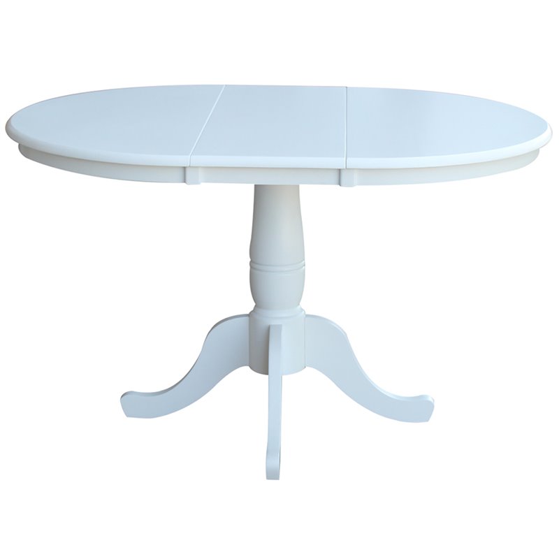 Pemberly Row Modern 5 Piece Extendable Round Dining Set in White