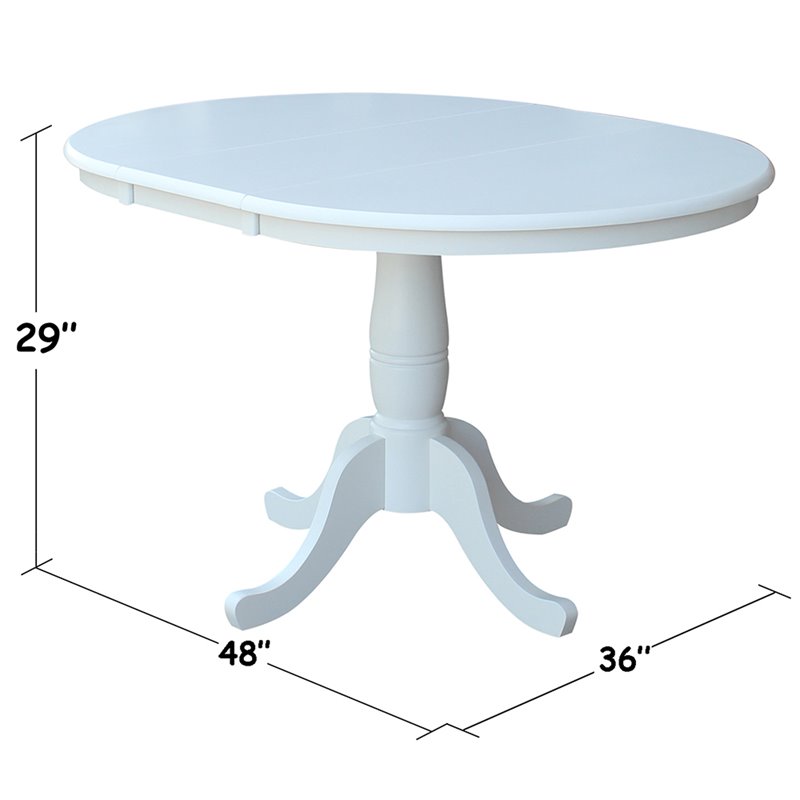 Pemberly Row Modern 5 Piece Extendable Round Dining Set in White