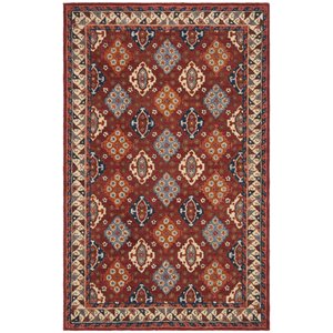 Pemberly Row Modern 4' x 6' Hand Tufted Wool Rug in Red and Blue