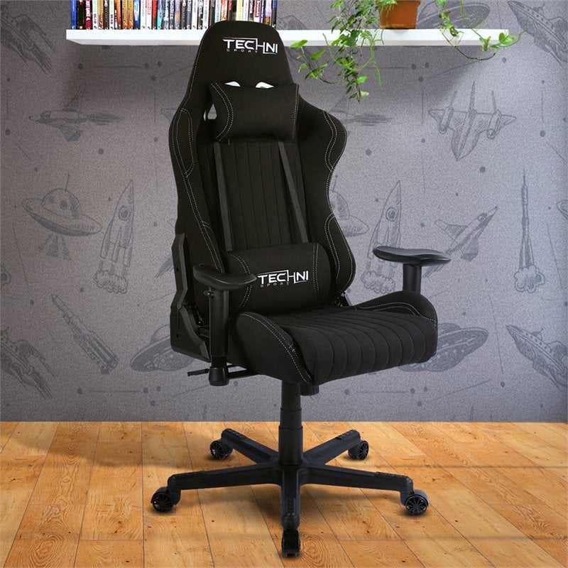 Pemberly Row Sport Ergonomic Adjustable Racing Game Chair in Black