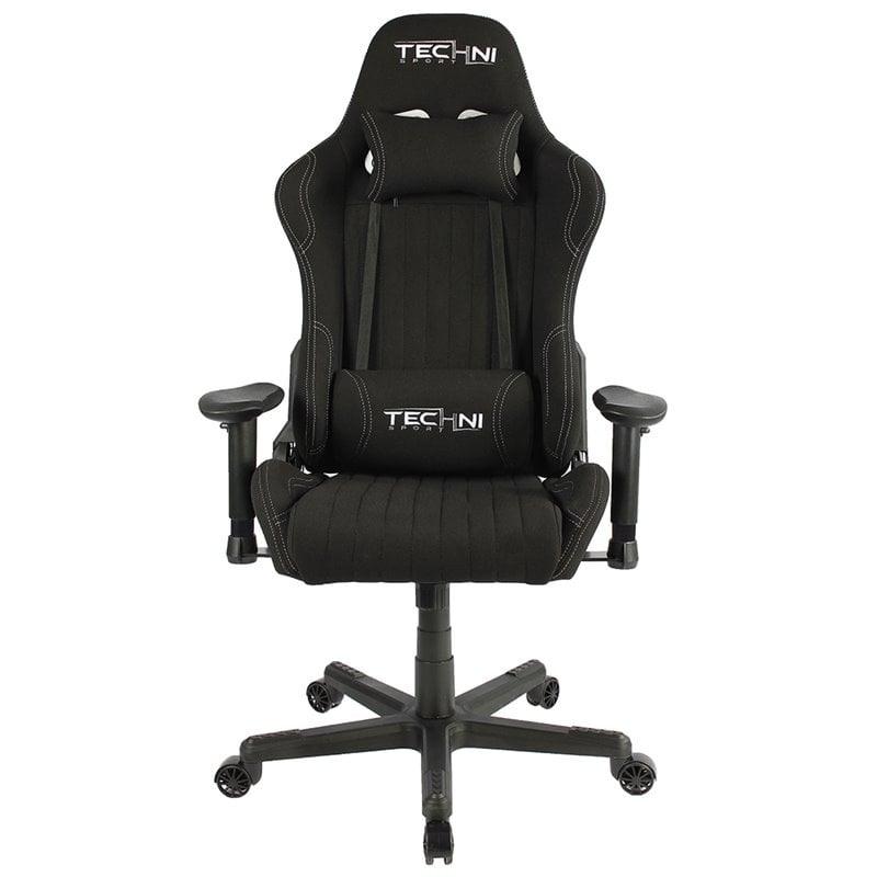 Pemberly Row Sport Ergonomic Adjustable Racing Game Chair in Black