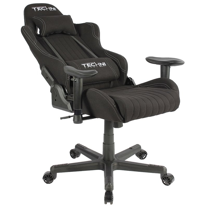 Pemberly Row Sport Ergonomic Adjustable Racing Game Chair in Black