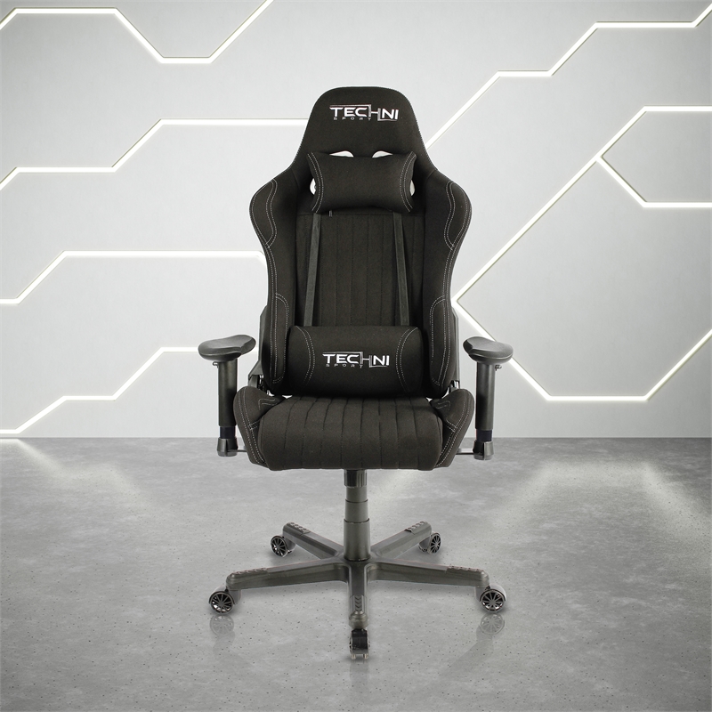 Pemberly Row Sport Ergonomic Adjustable Racing Game Chair in Black