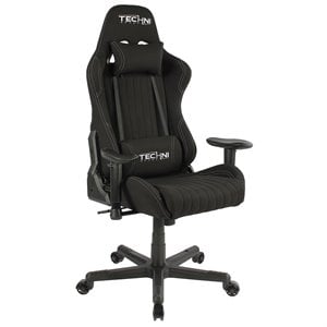 Pemberly Row Sport Ergonomic Adjustable Racing Game Chair in Black
