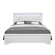 Pemberly Row Contemporary Contemporary Metallic White Queen Bed with LED Light
