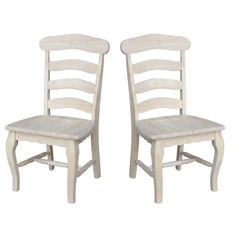 Pemberly Row Set of Two Country French Chairs with Solid Seats