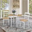 Pemberly Row Small Dual Drop Leaf Table With 2 Ladderback Chairs - White/Natural