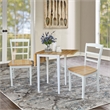 Pemberly Row Small Dual Drop Leaf Table With 2 Ladderback Chairs - White/Natural