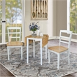 Pemberly Row Small Dual Drop Leaf Table With 2 Ladderback Chairs - White/Natural