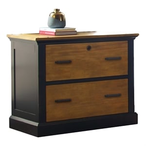 Pemberly Row Wood Lateral File With Legal/Letter File Drawer Storage in Black