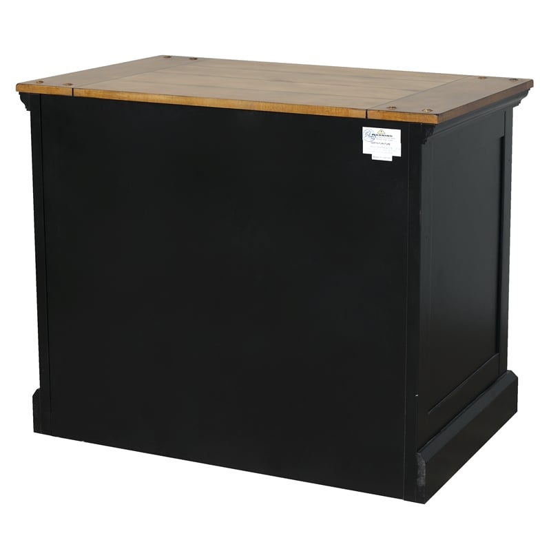 Pemberly Row Wood Lateral File With Legal/Letter File Drawer Storage in Black