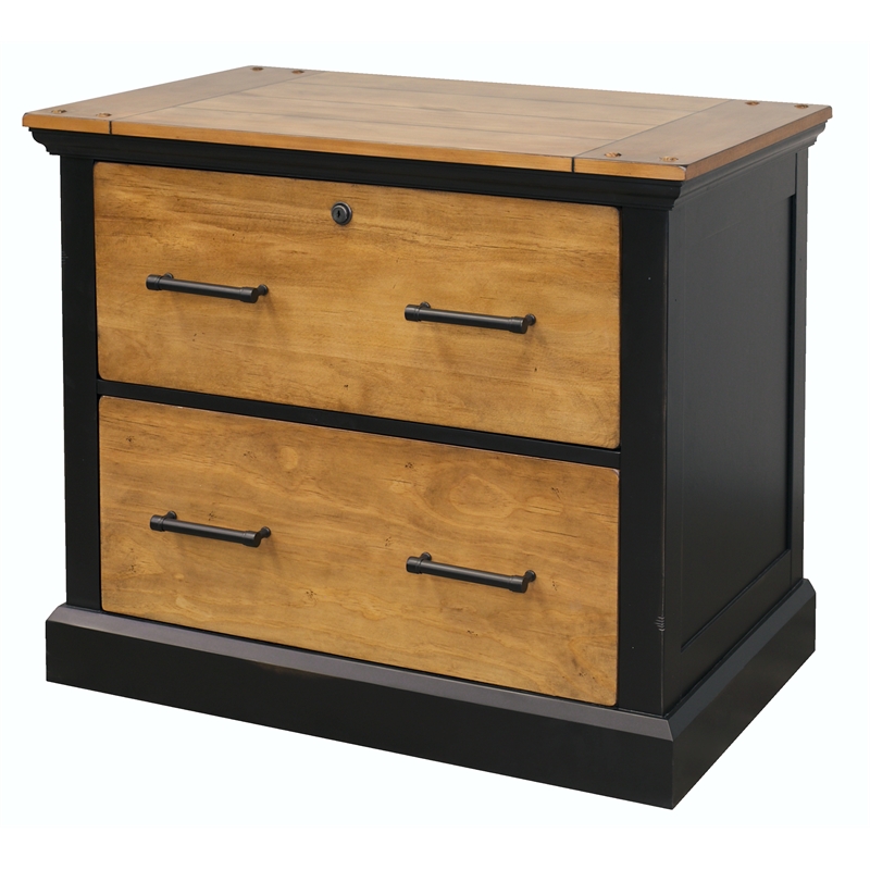 Pemberly Row Wood Lateral File With Legal/Letter File Drawer Storage in Black