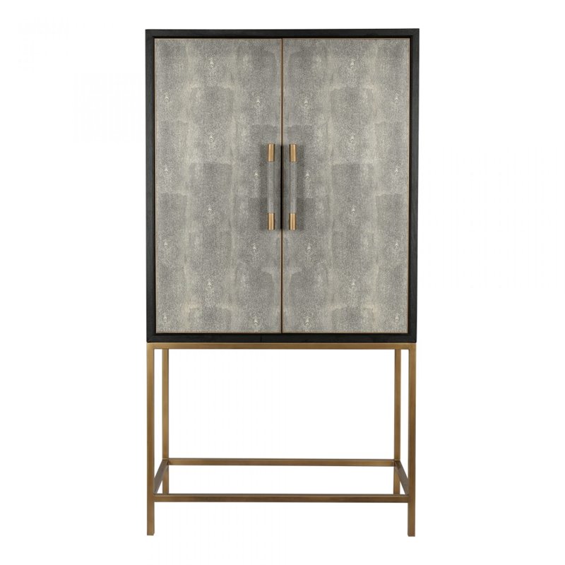 Pemberly Row Modern / Contemporary Solid Wood Bar Cabinet in Gray