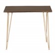 Pemberly Row Contemporary Live Edge Bar Table in Elm and Gold