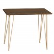Pemberly Row Contemporary Live Edge Bar Table in Elm and Gold