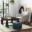 Pemberly Row Contemporary Boho Round Pouf in Teal Velvet Fabric