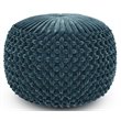 Pemberly Row Contemporary Boho Round Pouf in Teal Velvet Fabric