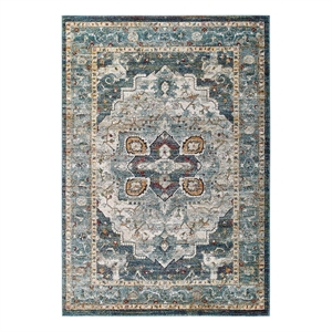 Pemberly Row 94.5x122&quot Diantha Floral Medallion Rug in Multi-Color
