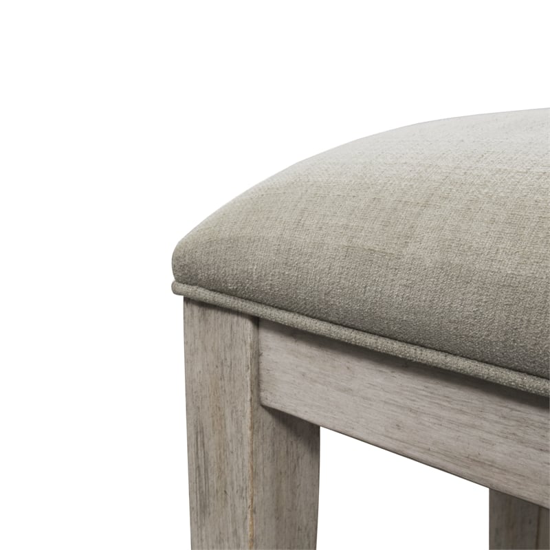 Pemberly Row Modern Off White Wood Upholstered Console Stool