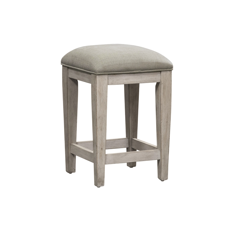 Pemberly Row Modern Off White Wood Upholstered Console Stool