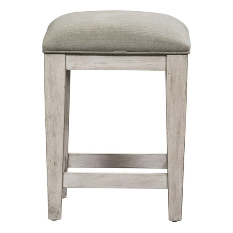 Pemberly Row Modern Off White Wood Upholstered Console Stool