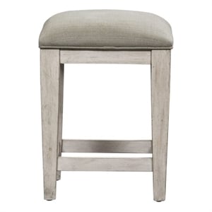 Pemberly Row Modern Off White Wood Upholstered Console Stool