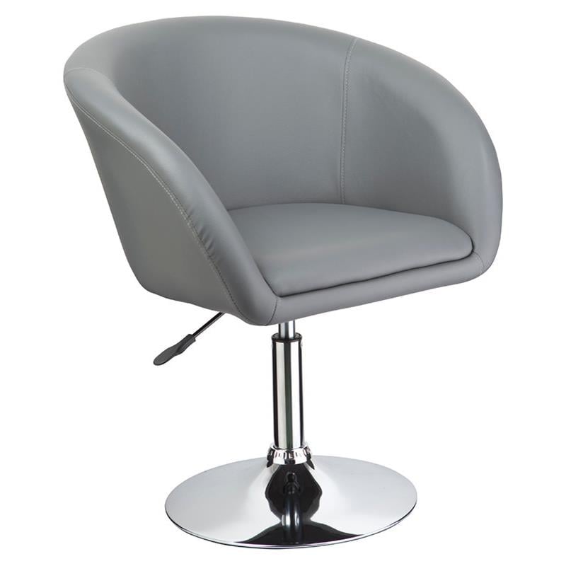 Pemberly Row Faux Leather Adjustable Swivel Coffee Chair in Gray
